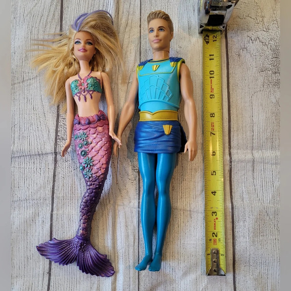 2010 Barbie Mermaid Tale & 2013 Ken Pearl Prince Full Size 12 in Dolls by Mattel - Picture 3 of 10
